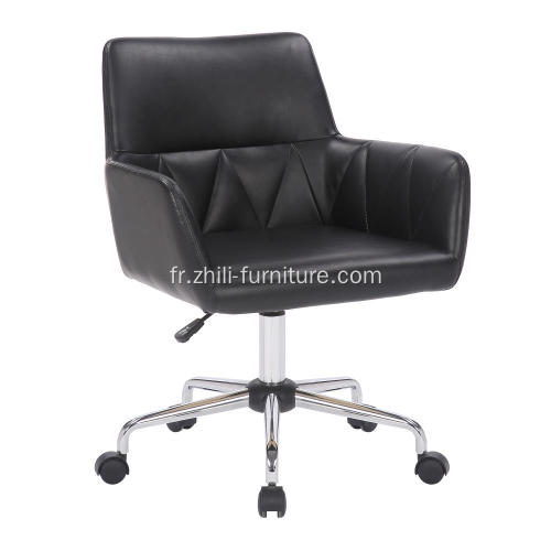 Chaises de bureau en cuir PU noir